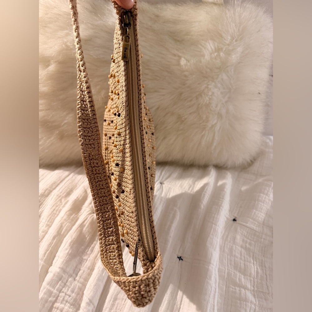 The Sak Crochet Beaded Shoulder Bag in Tan/ Khaki - Picture 6 of 9